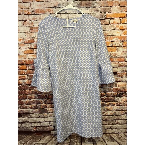 Tyler Boe Dress Blue Print 3/4 Sleeve Zip in Back  women's size Small - Picture 1 of 6